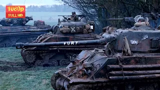 TANK SHERMAN VS TANK TIGER - FURY (2014) MOVIE SCENE