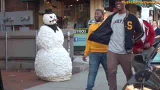 Oh Sh!t Things Black Guys Say   Scary Snowman Prank