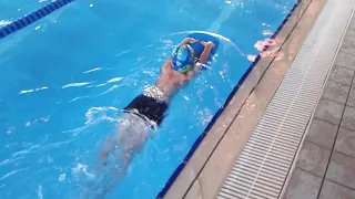 Vassili dolphin kick with board  (Trittis swimming pool lessons)