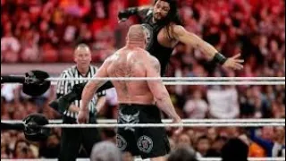 Roman reigns unleashes/attackon brock lesnar before wrestlemania