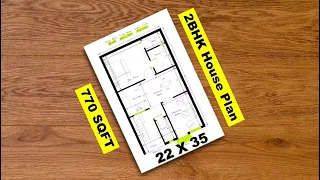 22 x 35 house plan design | 22 x 35 ghar ka design | 2 bhk house plan | house plan drawing samples