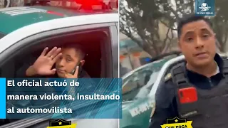 Exhiben a policía de la CDMX que chocó a un conductor mientras conducía hablando por teléfono