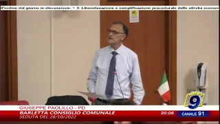 Barletta - Seduta di Consiglio Comunale del 28/10/2022