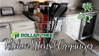 KITCHEN UTENSIL ORGANIZER | DOLLAR TREE DIY | $5 DIY | DECEMBER 2020!