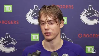 Arturs Silovs Meets Media After Canucks Young Stars Defeat Calgary Young Stars Friday, Sept.16, 2022