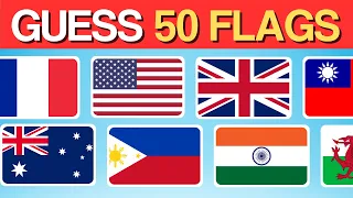 Guess The 50 Flags QUIZ | Easy to Impossible Flags Quiz