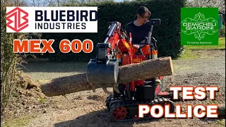 Test pollice meccanico benna miniescavatore Mex 600 Bluebird Industries