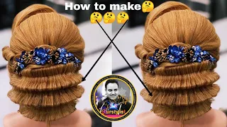 Latest zig zag pattern updo hairstyle 2019/ latest wedding bun hairstyle / new judha hairstyle 2019