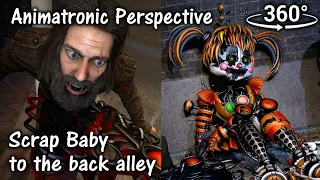 360°| FNAF6 Scrap Baby to the Back Alley - Animatronic Perspective [SFM] (VR Compatible)