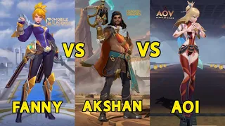 FANNY MLBB VS AOI AOV ROV VS AKSHAN LOL WILD RIFT HERO SKILL EFFECT COMPARE