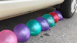 Experiment Car vs Water Balloons | Crushing crunchy & soft things by car | Test Ex