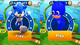 Tag with Ryan vs Sonic Dash - Catboy PJ Masks vs All Characters Unlocked All Costumes All Vehicles