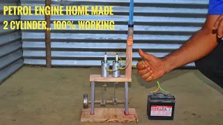 petrol engine home made || 2 cylinder,,how to make ||