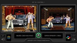 Art of Fighting 2 (Arcade vs SNES) Side by Side Comparison (2 Longplay)