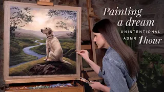 I painted a dream my client had of his dog when she passed away ❤️ 1 HOUR - ASMR