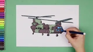 How to draw Boeing CH-47 Chinook helicopter