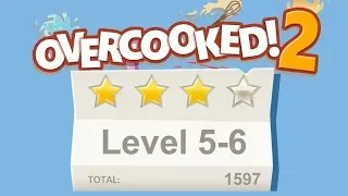 Overcooked 2. Level 5-6. 4 stars. 2 player Co-op