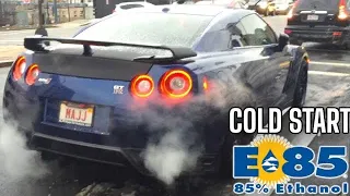 700hp Nissan GTR Cold Start Struggle on #e85