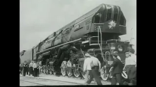 Steam locomotive P38-0001 at the exhibition and with a train