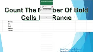 Easily Count The Number Of Only Bold Cells In A Range In Excel