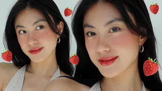 Strawberry makeup 🍓easy, natural & no foundation!