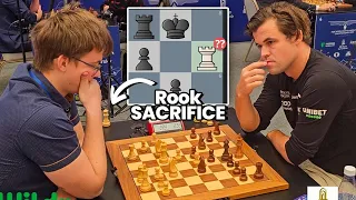 Magnus Carlsen's opponent sacrifices a ROOOK!! | Tsaruk vs Carlsen | World Blitz 2023