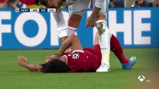 Salah injury vs Real Madrid • Salah vs Ramos • Champions League Final 2018 720p