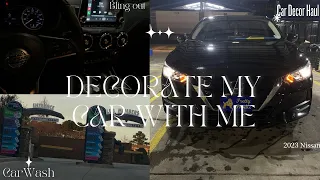 DECORATE MY CAR WITH ME | Car Wash, Car Decor Haul & Car tour | 2023 Nissan Sentra