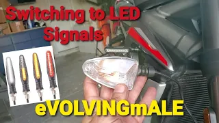 Swapping out the stock turn signals for LED's on the Triumph Street Triple