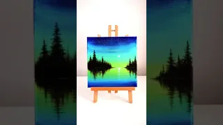 Northern Lights Landscape Acrylic Painting For Beginners | Simple Acrylic Painting #shorts