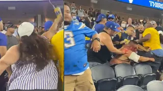 Woman EXPOSED For Throwing Drink & Causing All Out BRAWL At Sofi Stadium During Rams, Chargers Game