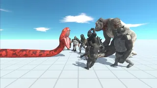 Titanoboa Vs All Units (Mutan Primates) - Animal Revolt Battle Simulator