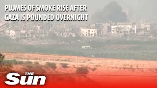 Plumes of smoke rise after ‘unprecedented’ bombardment on Gaza