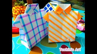 Origami Shirt Shaped Gift Bag🛍️ Tutorial💜||Cute Gift Bag Making||Origami Gift Bag #giftbag #origami