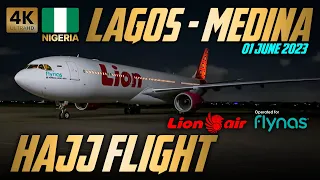 Airbus A330 Lagos to Medina | 4k Cockpit View | Hajj 2023 🇳🇬