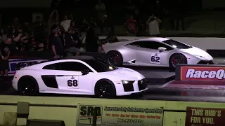 Audi R8 vs Porsche 911 Turbo, McLaren 720s & Lamborghini Huracán 1/4 Mile