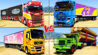 GTA 5 COLOR TRUCKS Comparison : Mercedes Benz vs Scania vs EuroMan vs Brute - Which is best?