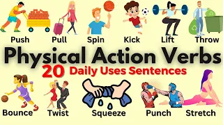 20 Physical Action Verbs | Daily Life English Vocabulary With Examples | English Based School