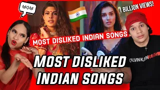 Waleska & Efra react to the Most DISLIKED INDIAN SONGS on YOUTUBE🙃