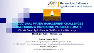 #4: Ag Water Management Challenges in CA in Increasing Variable Climate with Pasquale Steduto, Ph.D.