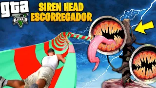 DESAFIO DO ESCORREGADOR GIGANTE DO SIREN HEAD no GTA 5 Mods ! (TERROR)