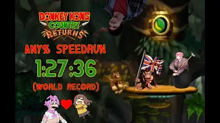 (World Record) Donkey Kong Country Returns Any% Speedrun in 1:27:36