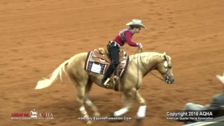 SNIP O LUTION ridden by GINA MARIA SCHUMACHER  - 2016 AQHA World Show (Jr Reining, FINALS)