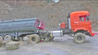 STRONG RC TRUCKS ! ONE DAY WORK REAL CONSTRUCTION IN MUD