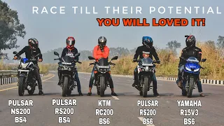 Pulsar RS200 Bs6 Vs R15v3 Bs6 Vs RS200 Bs4 Vs NS200 Bs4 Vs Ktm RC 200 Bs6 || Highway Long Race