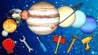 GLASS Planet SIZES for Baby for kids Funny Planet comparison  solar system 8　惑星を学ぼう　子供・幼児向け