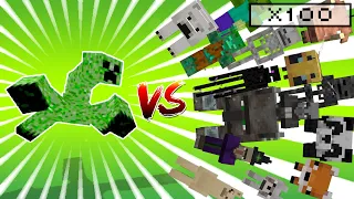 Mutant Creeper Vs Minecraft Mobs 1vs100