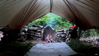 Bushcraft Camping in the Wilderness With My Dog, Wilderness Cooking, Nature Sounds, Asmr