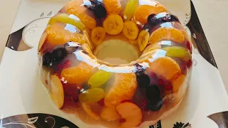 Fruits Glass Cake❤️Jelly Fruit Cake/Transparent Cake@HomelyDishes #jellycake #fruitcake