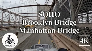 4K Scenic Bike Tour through SOHO, Brooklyn Bridge and Manhattan Bridge in the Snow - New York City